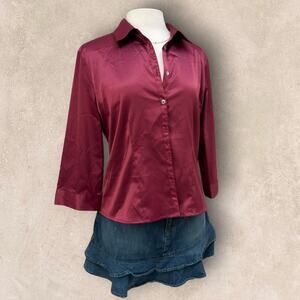 haggar wine red button up 12